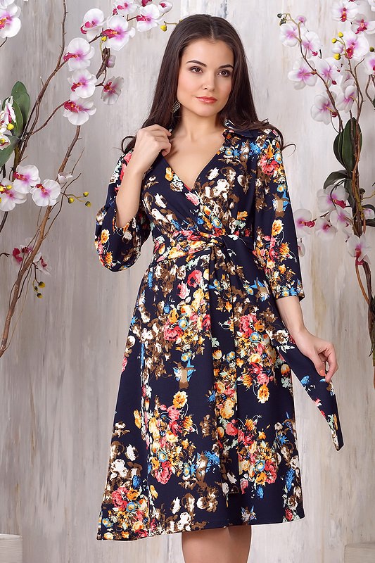 Фото товара 8009, платье с набивным рисунком