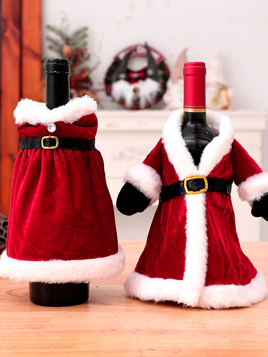 Фото товара 24688, новогодний чехол на бутылку комплект 2 шт
